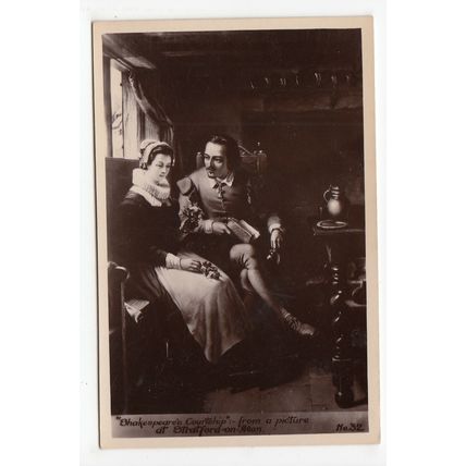 Shakespeare's Courtship from a Picture at Stratford-on-Avon RP Postcard