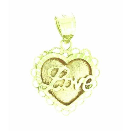 New 14K Gold Love Heart 2.54 Gr Pendant Charm pink & Yellow Gold 25x18 mm