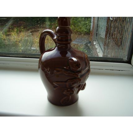 Vintage Calvados Majolica Apple Brandy Flagon Decanter Pottery Bottle