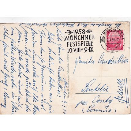 Munchen Germany Multiveiw Postcard posted 1959 crease