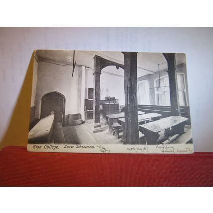 LOWER SCHOOLROOM, ETON COLLEGE, WINDSOR, BERKSHIRE unused antique postcard =