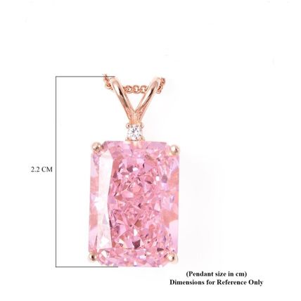 8ct Pink Cubic Zirconia Radiant Cut Pendant 14k Rose Gold Overlay 925 Silver