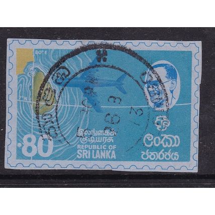 Sri Lanka 1973 Island Map and President 80r Stationary Cut Out VGC
