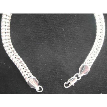 Smart 14g silver plated 9" flat snake chain bracelet 230mm