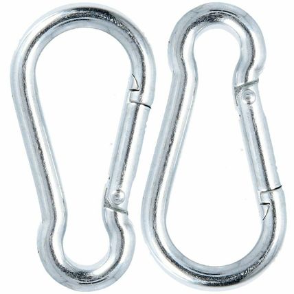 METAL CAMPING CARABINER 2 Heavy Duty Spring Loaded 8mm Snap Clip Clasp Karabiner