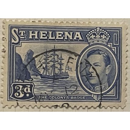 St Helena KGVI 1938 3d Ultramarine Used SG 135 Sc 122 Badge stamp king george
