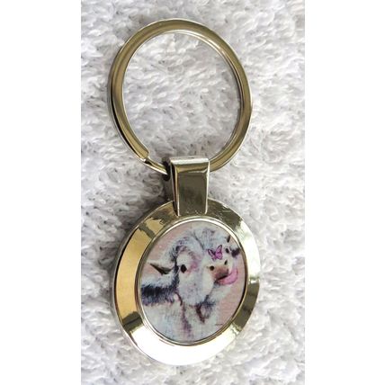 Highland Cow and Butterfly Metal Keyrings Boxed Scottish Artist Jan Laird