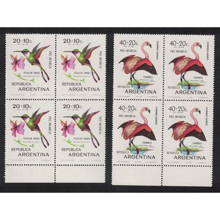 Argentina Chilean Flamingo Woodstar Birds Blocks of 4 1970 MNH SG#1293-1294