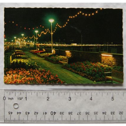 1968 postcard Douglas, Isle of Man, Promenade Gardens by Night