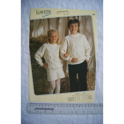 Vintage: Loweth No. 109 sweater & skirt, DK, 24-28 inch, 61-71 cm