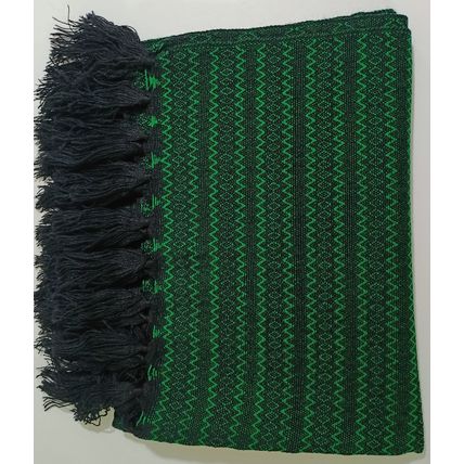 Elegant-Ultra-Soft-Lightweight **BLACK-GREEN** Traditional Rebozo Shawl Mexico