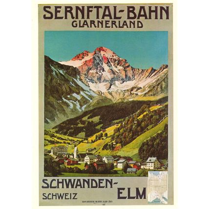 Sernftal Bahn Glarnerland Switzerland in 1914 WW1 Poster Postcard