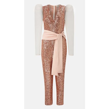 COAST Sequin & Satin Waistband Jumpsuit Rose Pink Size UK 18 BNWT (RARE)