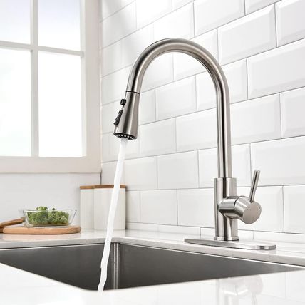 Brushed Nickel Kitchen Faucets with Pull down Sprayer Kitchen Sink Faucet with P
