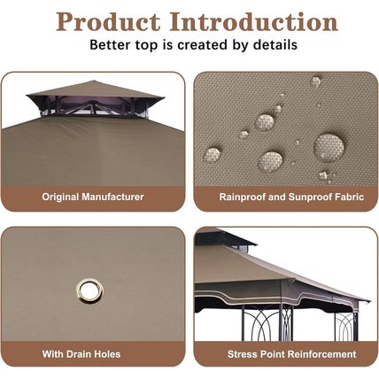SCOCANOPY Replacement Gazebo Canopy for 10 X 12 Regency II Patio Gazebo Model L-