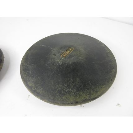Vintage Set of 2 GILL Black Rubber 8.5" Discus 3.5lb w/ Carry Bag
