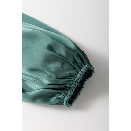 Mist Green Tiered Ruffled Puff Sleeve Loose Fit Mini Dress