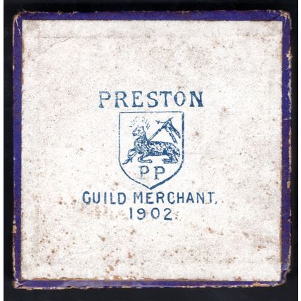 Preston Guild Merchant Medallion, white metal 1902. 5cm diameter. DY15359