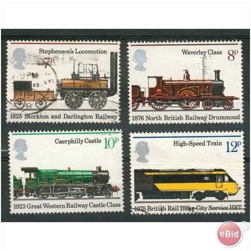 GB stamps 1975 - SG 984-987 - 150th Anniv of Public Railways - used