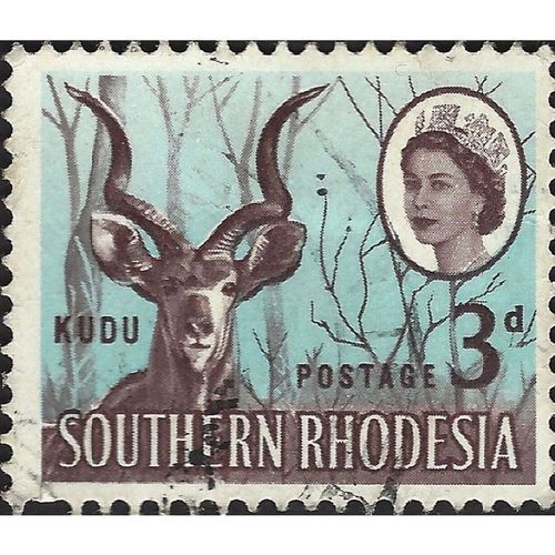 SOUTHERN RHODESIA, MAMMALS, Kudu, Tragelaphus strepsiceros, blue 1964, 3d
