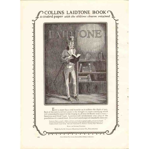 a m collins mfg company 1926 laidtone book coated paper vintage ad