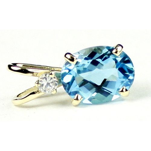 Swiss Blue Topaz, 14KY Gold Pendant, P021
