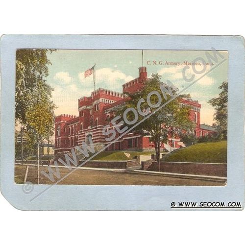 CT Meriden Postcard C N G Armory Street Scene ct_box3~1307