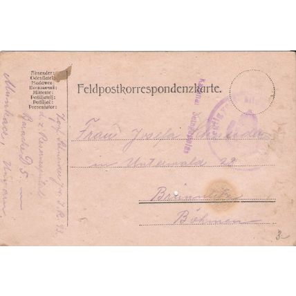 Fieldpost: Postcard: Munkacs (28th July 1916).