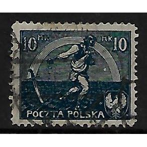 POLAND 1921 PEACE TREATY WITH RUSSIA 10M BLUE SG 165 FINE USED#