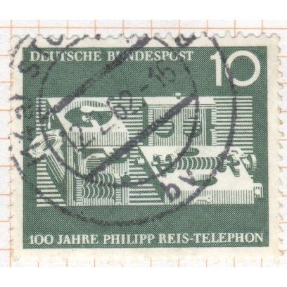 Germany 1961 - SG1287 - 10pf green - Philipp Rheis-Telephon - used
