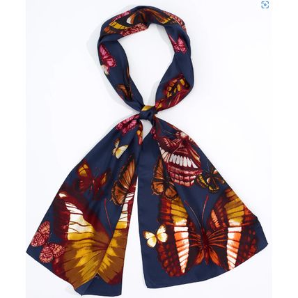 Echo Oblong Dancing Butterflies Navy Multi Scarf 13"x 72" One Size
