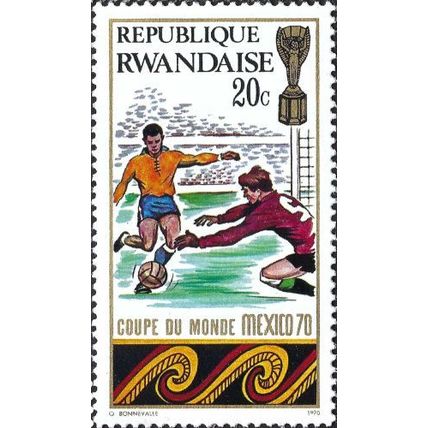 RWANDA, FOOTBALL, World Cup, Mexico, goal, gold 1970, 20c