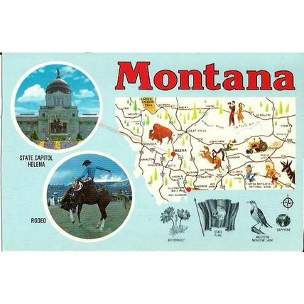 United States MONTANA Map Postcard (Billings RC-15)