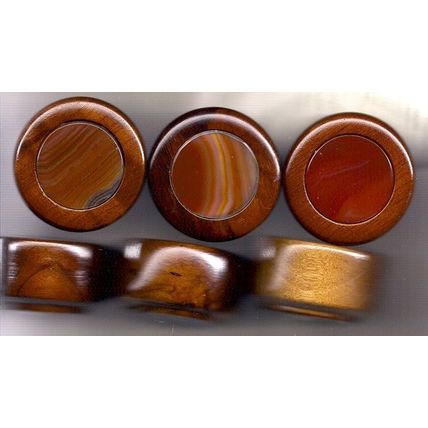 Wooden Jewelry Box Agate Inlay Lot of 3