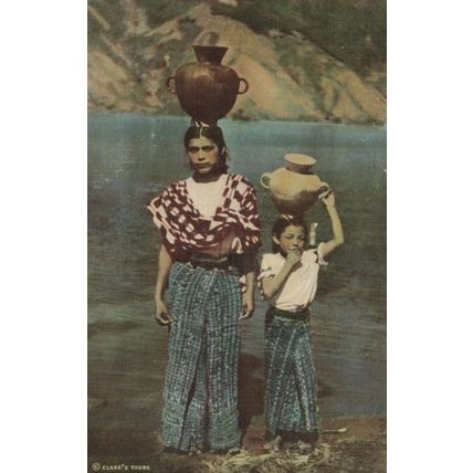 Indian Girl Water Carriers San Pedro Laguna Old Postcard