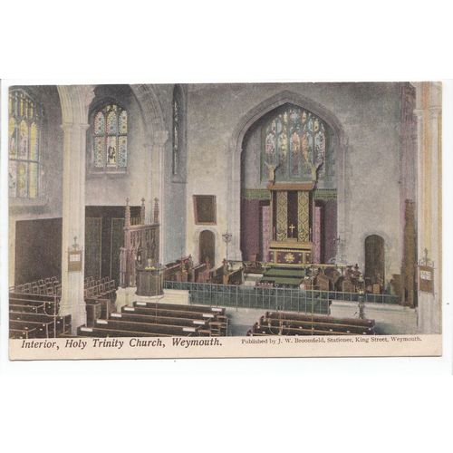 Holy Trinity Church Interior Weymouth J W Broomfield Postcard