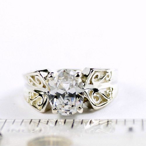 Cubic Zirconia, 925 Sterling Silver Ring, SR281