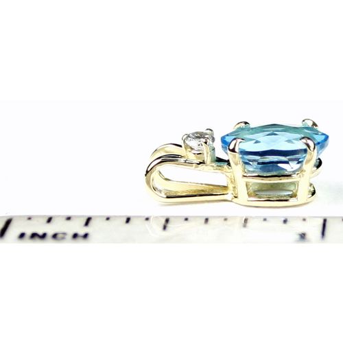 Swiss Blue Topaz, 14KY Gold Pendant, P021