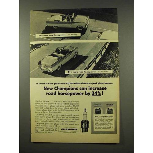 1956 Champion Spark Plugs Ad - Horsepower