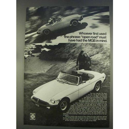 1977 MG MGB Car Ad - The Phrase Open Road