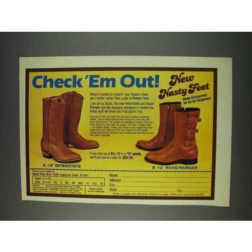 1982 Chippewa Nasty Feet Interstate & Ranger Boots Ad