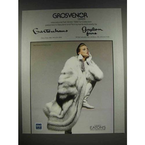 1986 Grosvenor Furs Saga Fox Ad