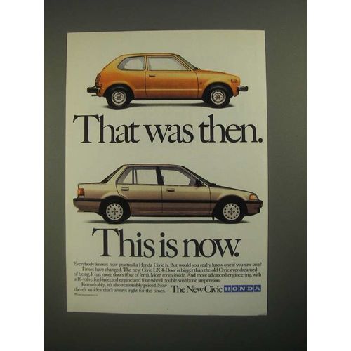 1987 Honda Civix LX 4-Door Sedan Ad - That Was Then This is Now
