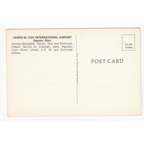 James M Cox International Airport Dayton Ohio Postcard