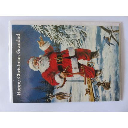 Happy Christmas Grandad Father Christmas Scene Portrait Card