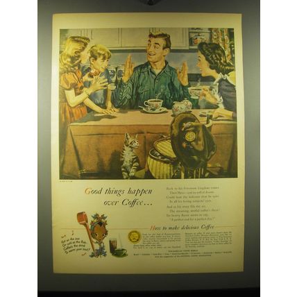 1948 Pan-American Coffee Bureau Ad - art by Albert Dorne - Good things