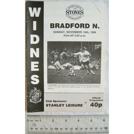 1986 programme Widnes v. Bradford Northern
