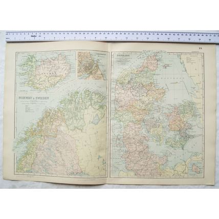 Vintage: Bacons engraved map Sheet 24 Norway, Sweden and Denmark