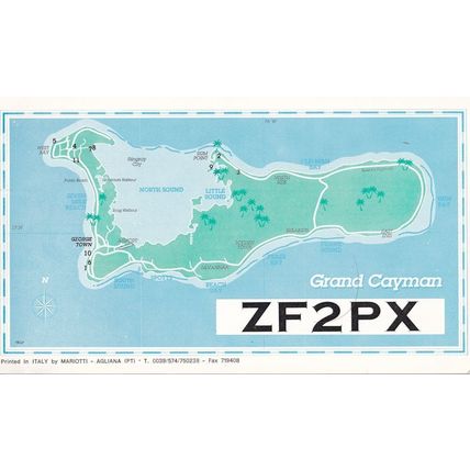 Grand Cayman Islands Beach Amateur Radio QSL Map Postcard Card