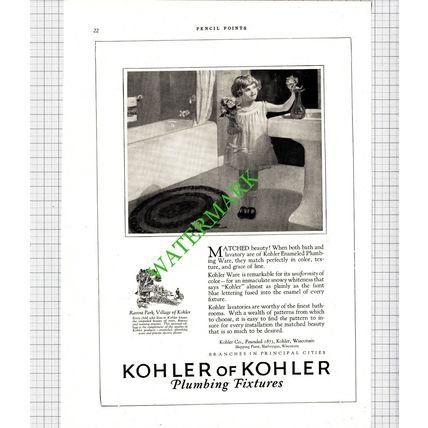 Kohler Wisconsin / The Marbleloid Company New York - 1926 Advert